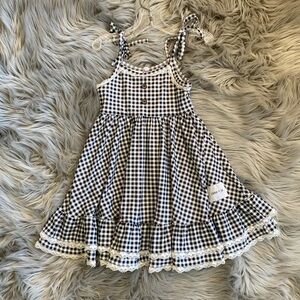 Adorable Gingham Kids Dress with Lace Trim (matching big sister dress size 5)
